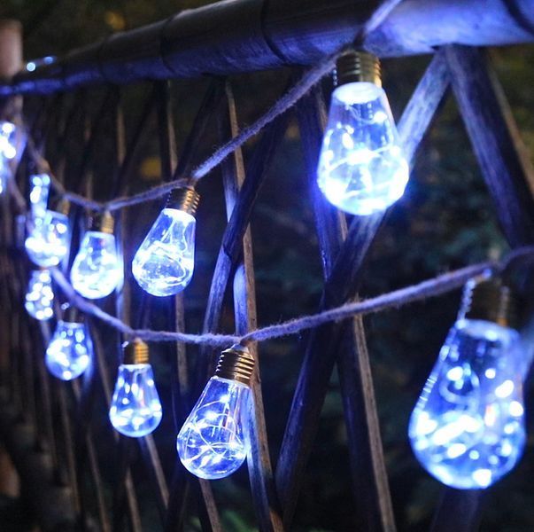 Вулична LED-гірлянда з лампочками на сонячній батареї 00166 фото